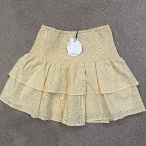 Lost & Wander Yellow Mini Skirt with Tiered Design